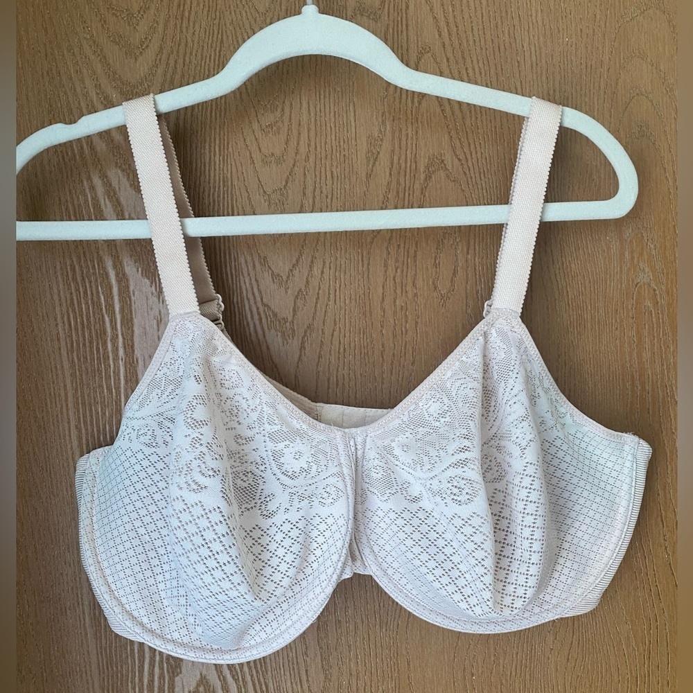 2 Wacoal Bras 40G Cream and Taupe Lace Unlined Bras - Picture 6 of 16